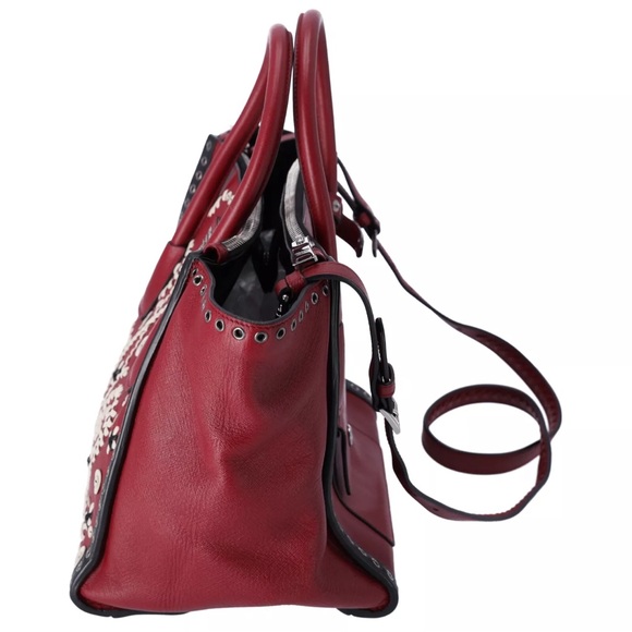 Prada Twin Pocket Medium Tote Embroidered Saffiano Red Multi - Picture 3 of 12